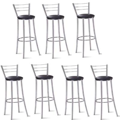 Kit 7 Banquetas Para Bancada Cromada Grazi-assento Preto