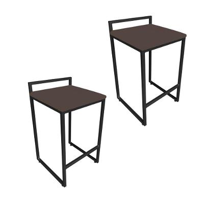 Conjunto 02 Banquetas Pietra Suede Base Preto D´rossi Marrom