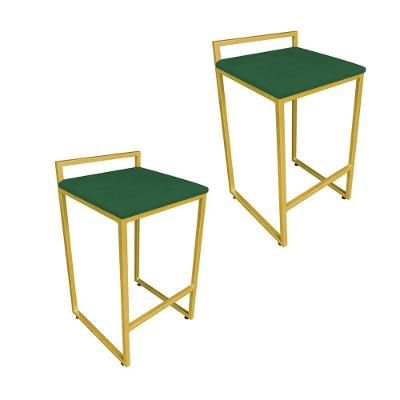 Conjunto 02 Banquetas Pietra Suede Verde