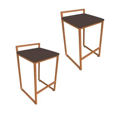 Conjunto 02 Banquetas Pietra Suede Marrom