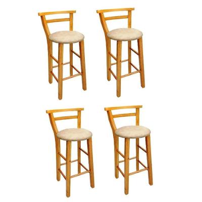 Kit 4 Banquetas Com Assento Estofado E Pintura Em Verniz Bela Moveis