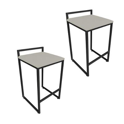 Conjunto 02 Banquetas Pietra Suede Marrom Rato Base Preto
