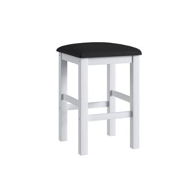 Conjunto De 2 Banquetas Estofadas Móveis Canção 2909 Branco Com Preto