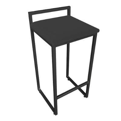 Banqueta Alta Lavínia Suede Base Preto Preto