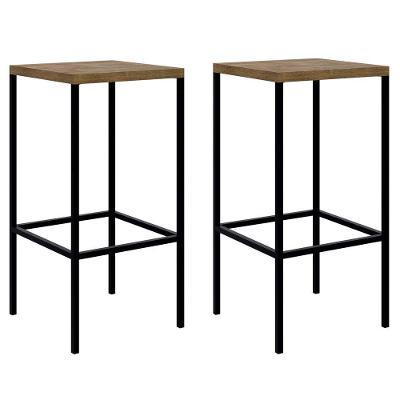 Kit 2 Banquetas Decorativas Vermont Base Preta Artesano