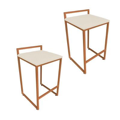 Conjunto 02 Banquetas Pietra Suede Bege