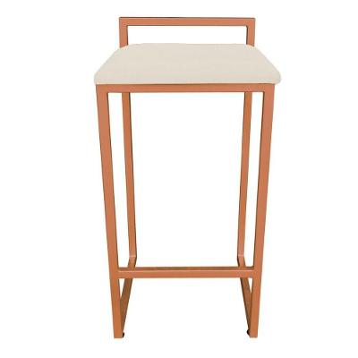Conjunto 02 Banquetas Pietra Suede Bege Base Cobre D´rossi