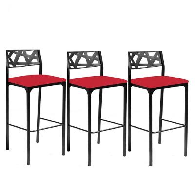 Kit 3 Banquetas Luiza Assento Vermelho-gat Magazine