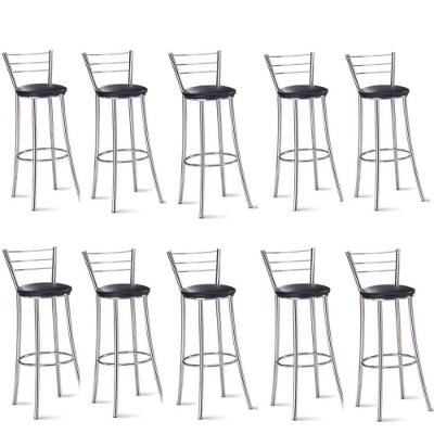 Kit 10 Banquetas Para Bancada Cromada Grazi Preto