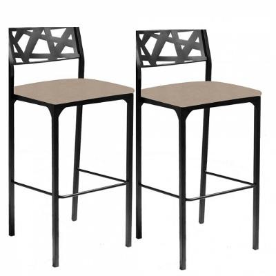Kit 2 Banquetas Luiza Suede Bege