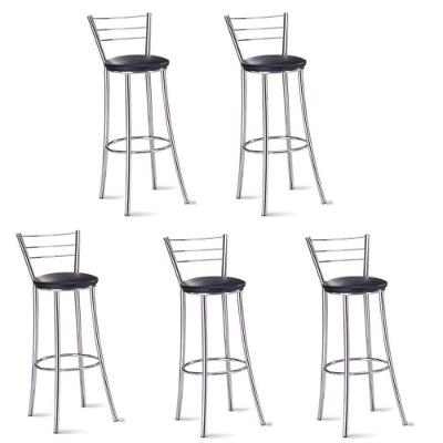 Kit 5 Banquetas Para Bancada Cromada Grazi-assento Preto