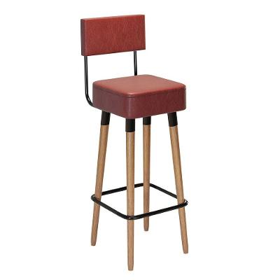 Kit 02 Banquetas Alta Corano Vermelho Telha Pés Palito
