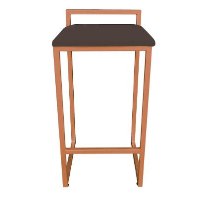 Banqueta Alta Lavínia Suede Base Cobre Marrom