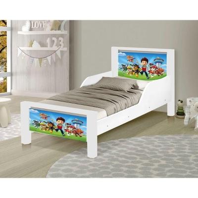 Mini Cama Infantil Patrulha Canina Adesivada+Colchão Branco