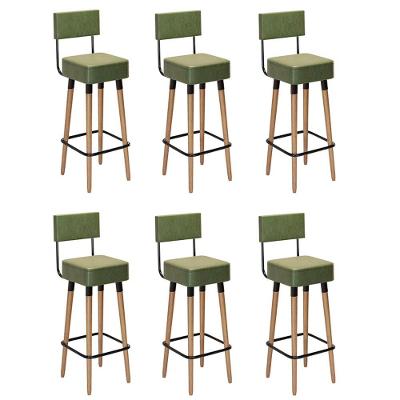 Kit 06 Banquetas Alta Corano Verde Pés Palito