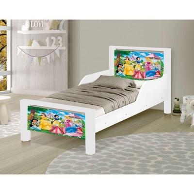 Mini Cama Infantil Princesas Adesivada Com Colchão Branco