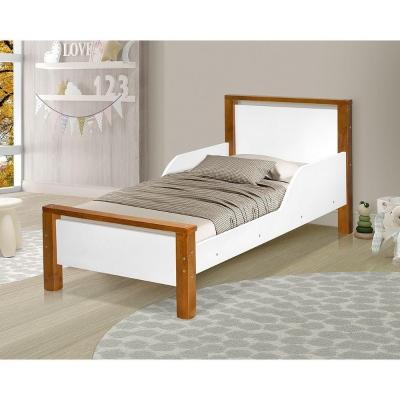 Mini Cama Infantil Montessoriana Branca E Mel+Colchão Branco