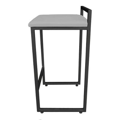 Conjunto 02 Banquetas Pietra Suede Cinza Base Preto