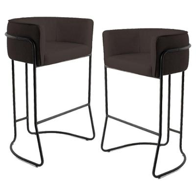 Kit 2 Banquetas Base Aço Preto Betina C-34 Corano Marrom - Domi