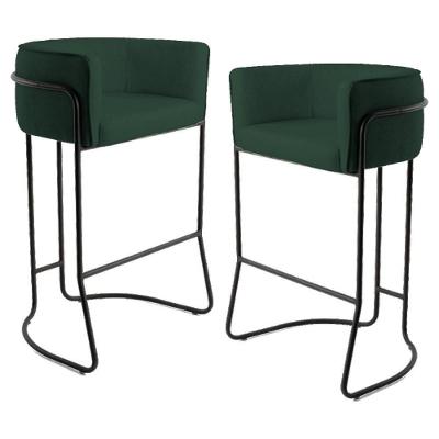 Kit 2 Banquetas Base Aço Preto Betina B-303 Veludo Verde - Domi