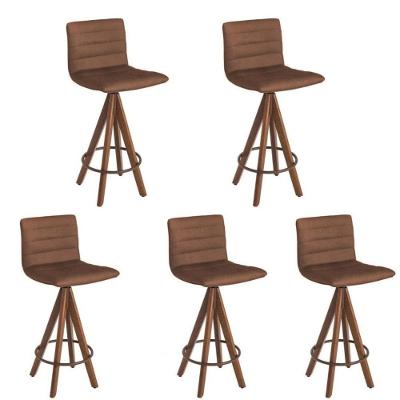 Kit 5 Banquetas Gourmet Giratoria Julia Marrom