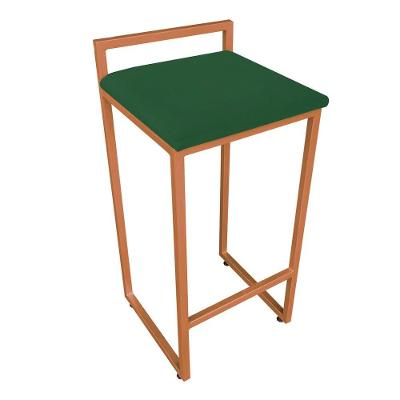 Banqueta Alta Lavínia Suede Base Cobre Verde