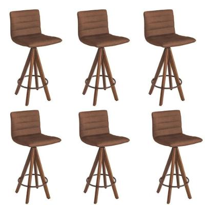 Kit 6 Banquetas Gourmet Giratoria Julia Marrom