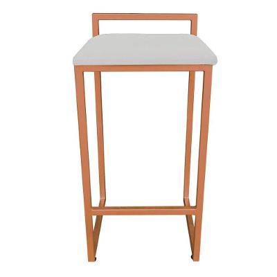 Banqueta Pietra Suede Base Cobre Cinza