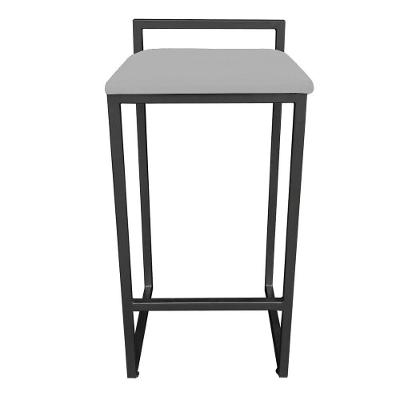 Banqueta Pietra Suede Cinza Base Preto