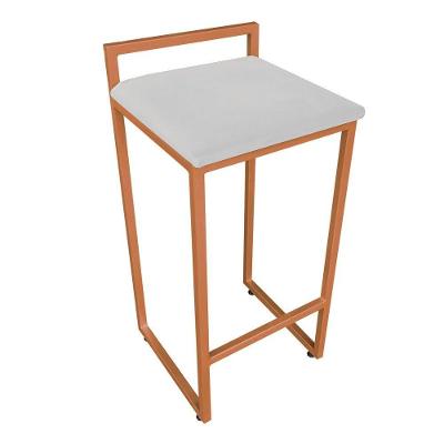 Banqueta Pietra Suede Cinza Base Cobre