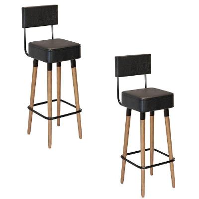Kit 02 Banquetas Alta Corano Preto Pés Palito