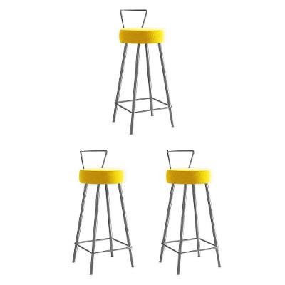 Kit 03 Banqueta Alta Tais Eiffel Cozinha Bar Bistrô Ferro Prata Sintético Amarelo - Ahazzo Móveis