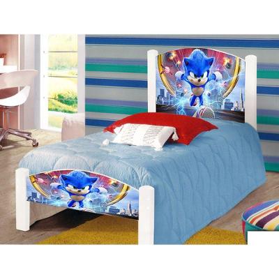Cama Infantil Solteiro Adesivada Sonic Branco
