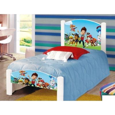 Cama Solteiro Infantil Cães Adesivada Com Colchão Branco