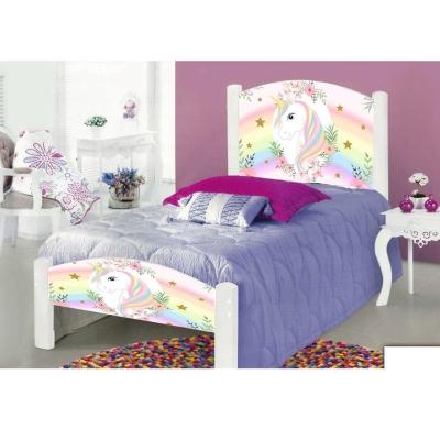 Cama Infantil Solteiro Unicónio Colchão Branco