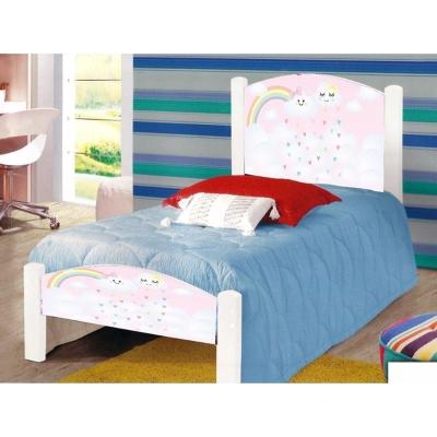 Cama Infantil Solteiro Nuvem Rosa Colchão Branco