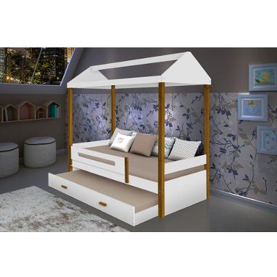 Cama Infantil C/ Cama Auxiliar Branco/amêndoa Branco
