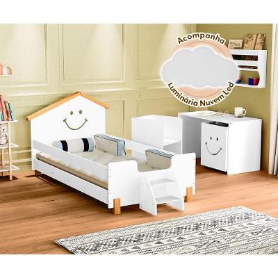 Cama Juvenil Infantil Alegra Branca E Amêndoa + Luminária Led Branco