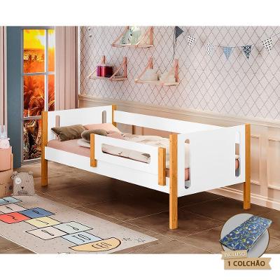 Cama Infantil C/ Colchão Mirela Branco/amêndo Branco