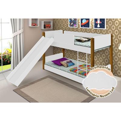 Beliche Infantil Com Escorregador Juvenil Valentina Branca E Amêndoa Luminária Led Branco