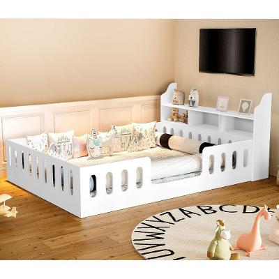 Cama Casal Design Montessoriana Helo Com Nicho Branca - Divaloto Móveis - Cor: Branco