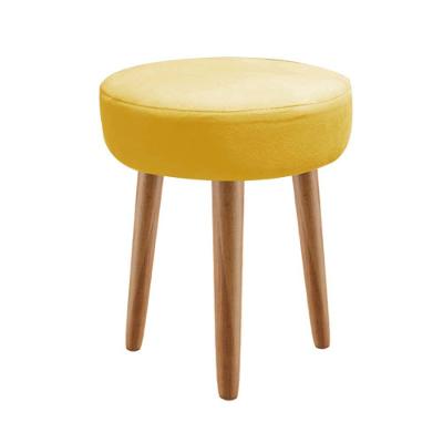 Kit 02 Banqueta Alta Julia Industrial 55cm Pé Palito Imbuia Suede Amarelo - Ahazzo Móveis