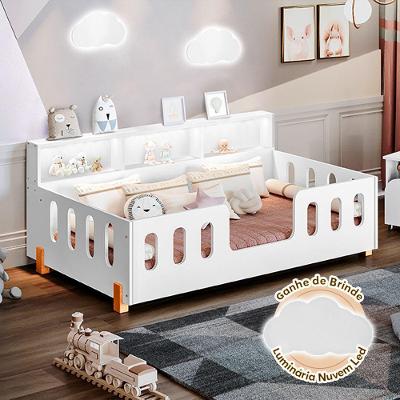 Cama De Criança Infant Montessoriana Led Nina Com Nicho - Branco Acompanha Luminária Led - Branco