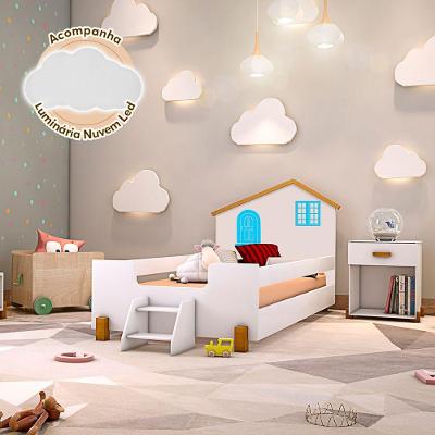 Cama Montessoriana Infantil Azul Branco E Amêndoa Branco
