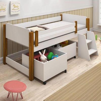 Cama Naty Design Infantil Com Nichos Branco/amêndoa Branco