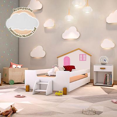 Cama Infantil Juvenil Rosa Branca E Amêndoa Branco