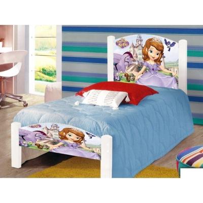 Cama Infantil Solteiro Princesa Sofia Colchão Branco