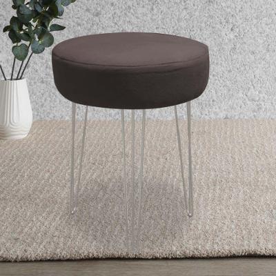 Banqueta Alta Julia Industrial 55cm Ferro Cinza Sintético Marrom - Ahazzo Móveis