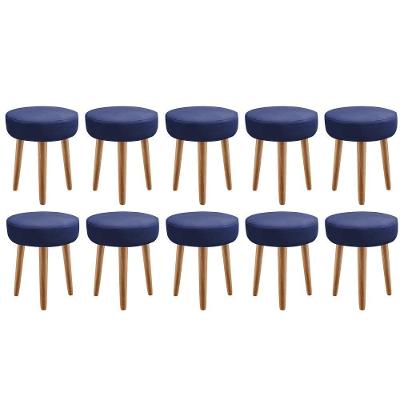 Kit 10 Banqueta Alta Julia Industrial 55cm Pé Palito Rústico Corino Azul Marinho - Ahazzo Móveis