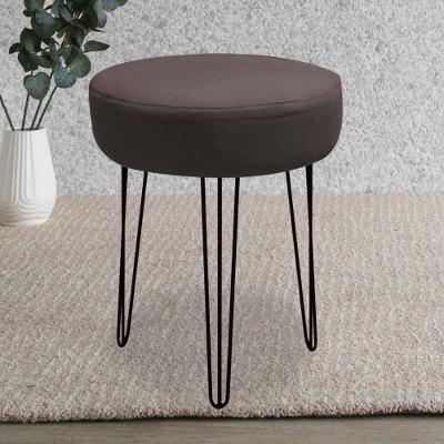 Kit 08 Banqueta Alta Julia Industrial 55cm Ferro Preto Suede Marrom - Ahazzo Móveis